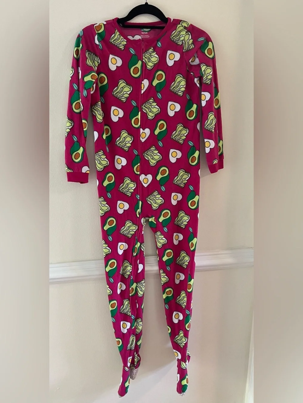 Carter's Bright Pink Avocado & Egg Footed One-Piece Pajamas